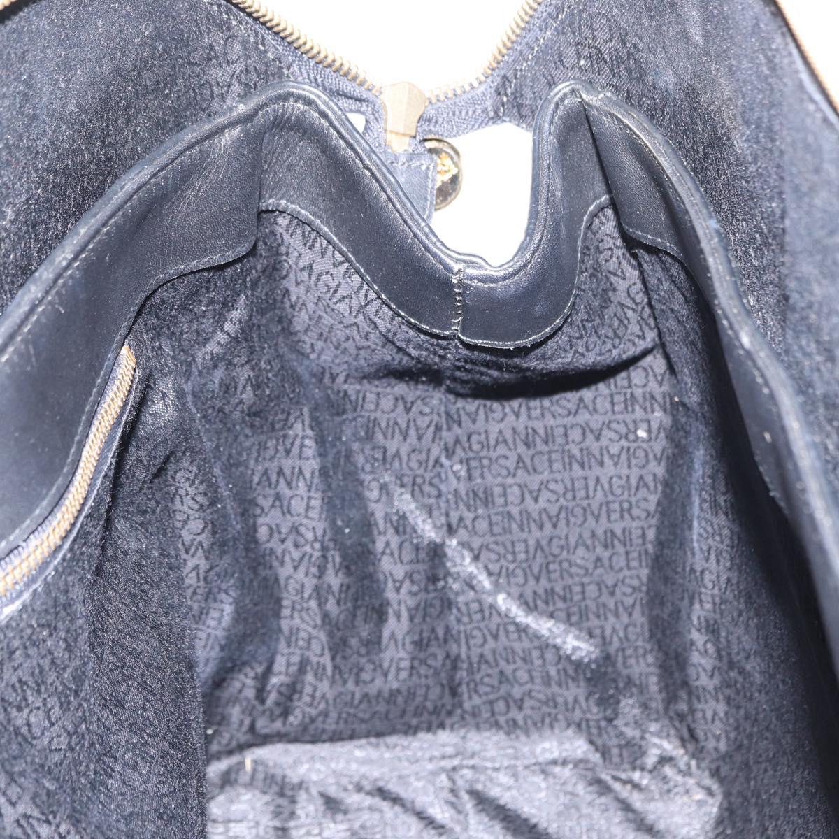 VERSACE Hand Bag Leather Yellow Black Auth yk19622