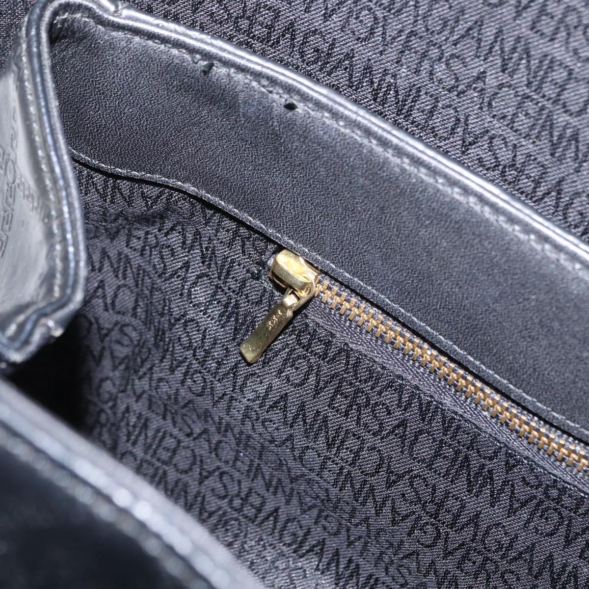 VERSACE Hand Bag Leather Yellow Black Auth yk19622