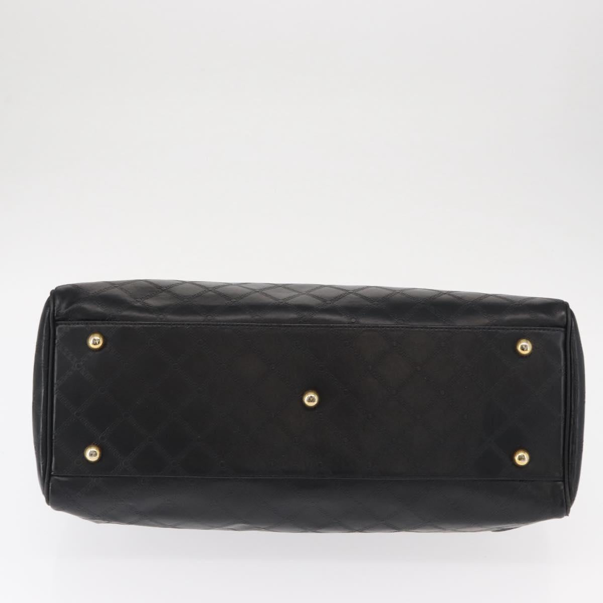 VERSACE Hand Bag Leather Yellow Black Auth yk19622