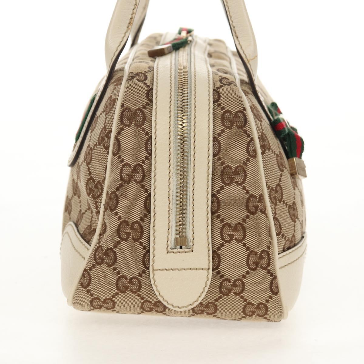 GUCCI Pretty GG Canvas Web Sherry Line Hand Bag Beige Gold 161720 Auth yk19624V