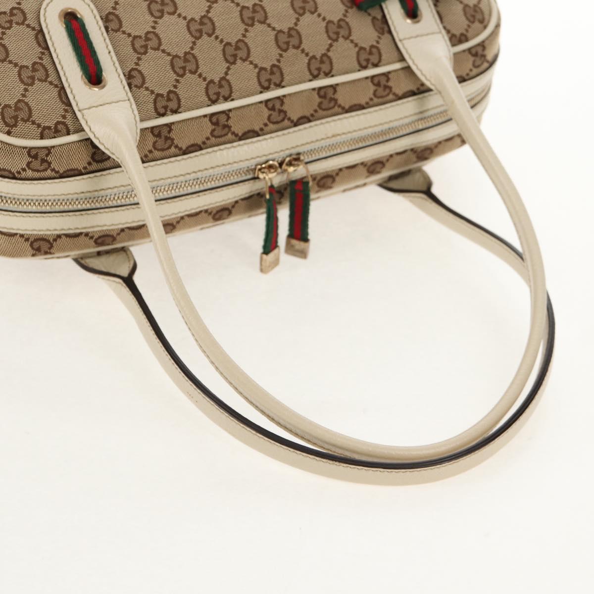 GUCCI Pretty GG Canvas Web Sherry Line Hand Bag Beige Gold 161720 Auth yk19624V