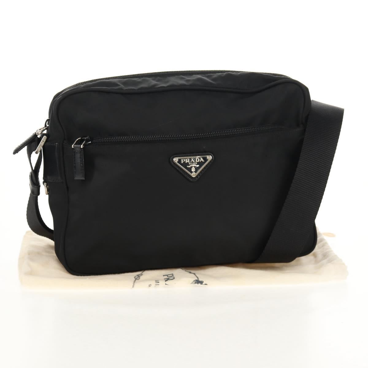 PRADA Shoulder Bag Nylon Black Silver Auth yk19625V