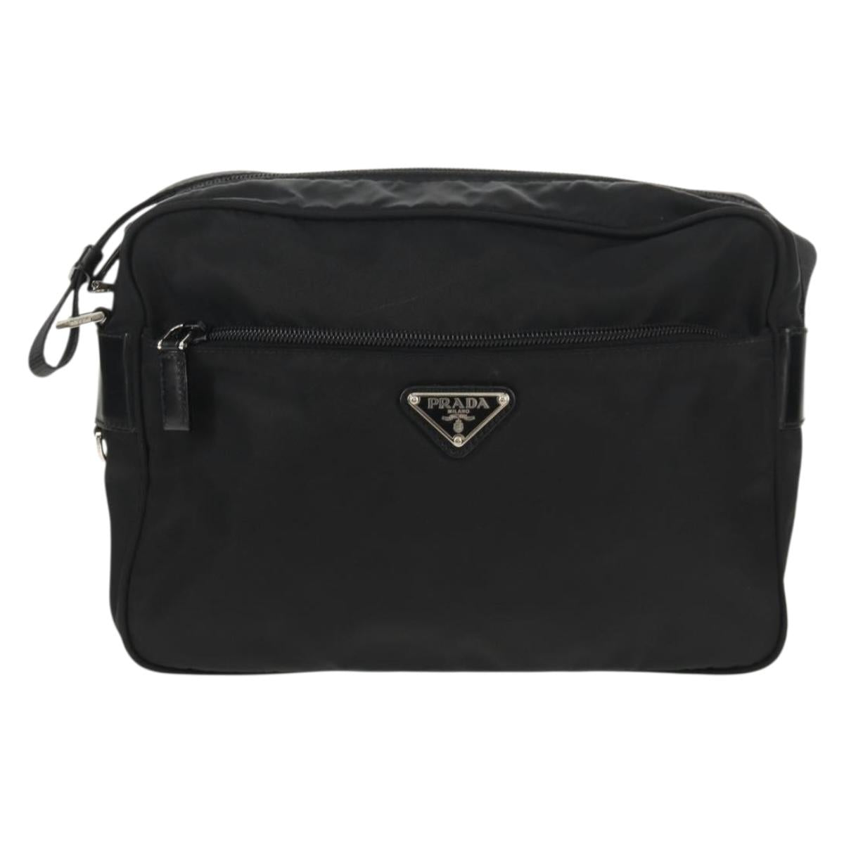 PRADA Shoulder Bag Nylon Black Silver Auth yk19625V