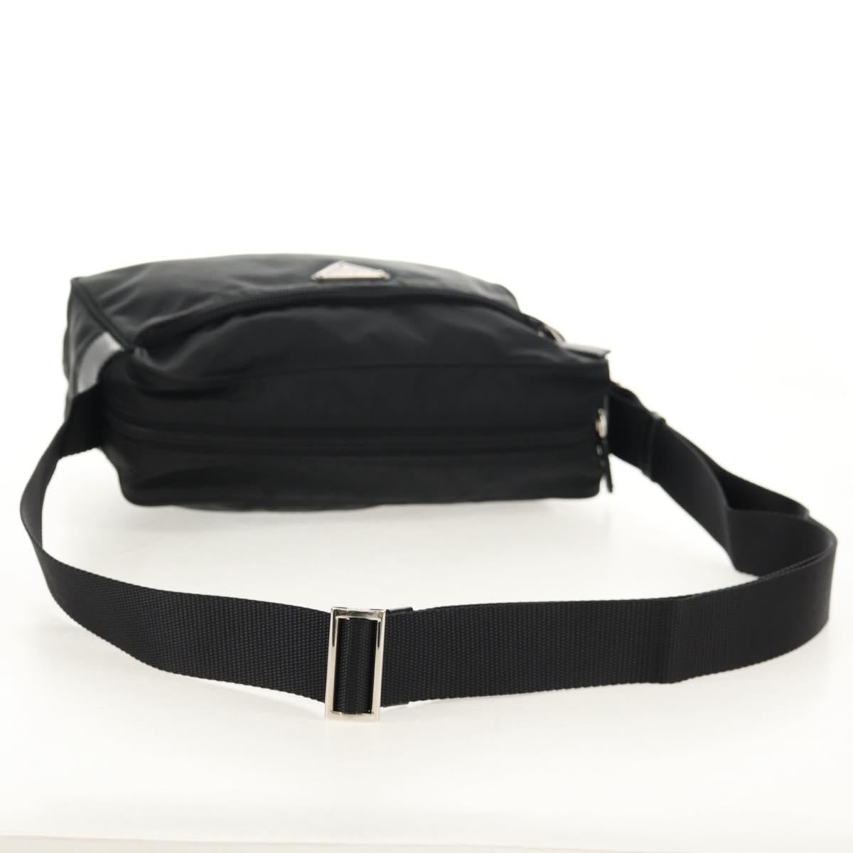 PRADA Shoulder Bag Nylon Black Silver Auth yk19625V