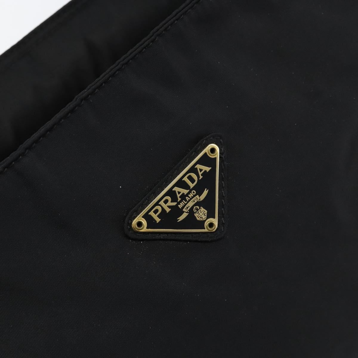 PRADA Hand Bag Nylon Black Gold Auth yk19626