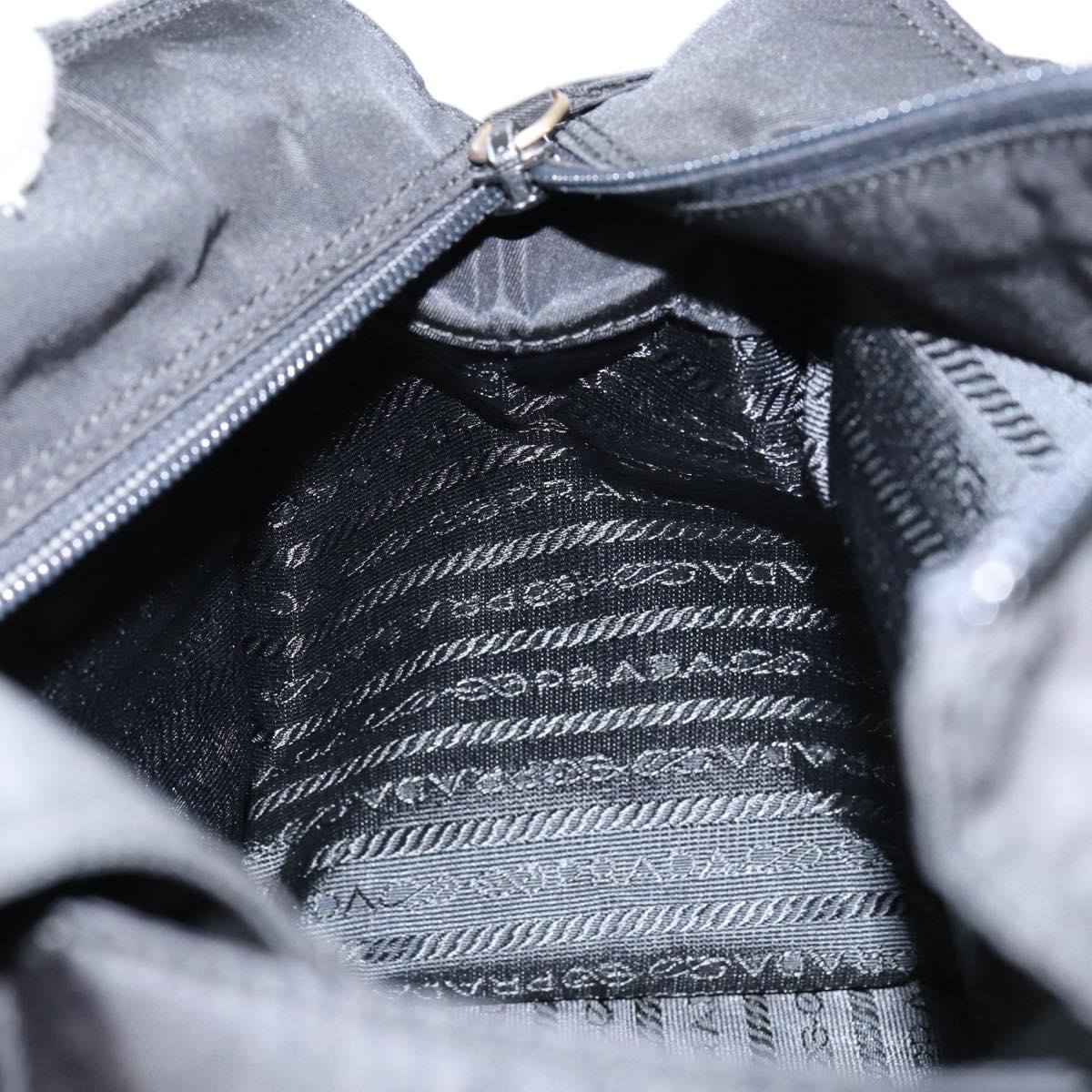 PRADA Hand Bag Nylon Black Gold Auth yk19626