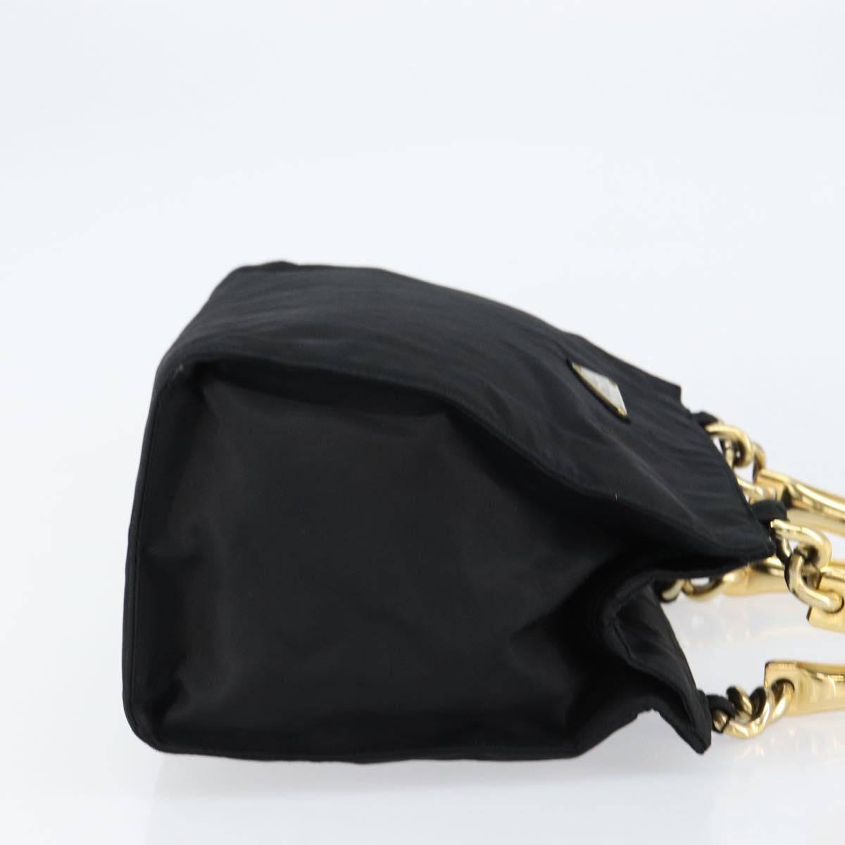 PRADA Hand Bag Nylon Black Gold Auth yk19626