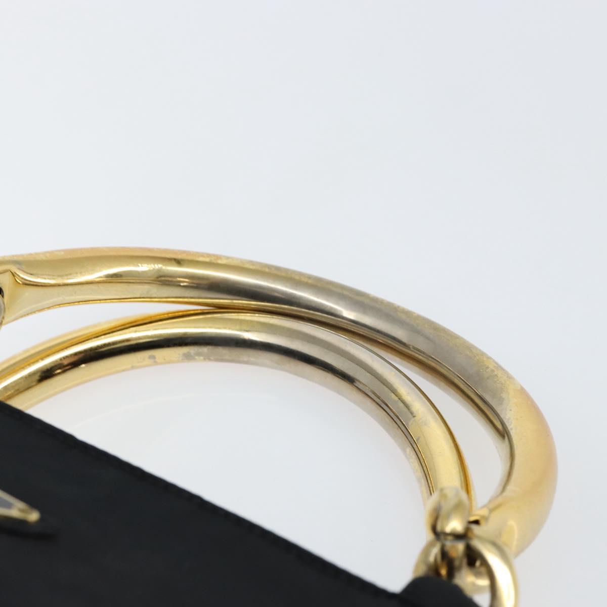 PRADA Hand Bag Nylon Black Gold Auth yk19626