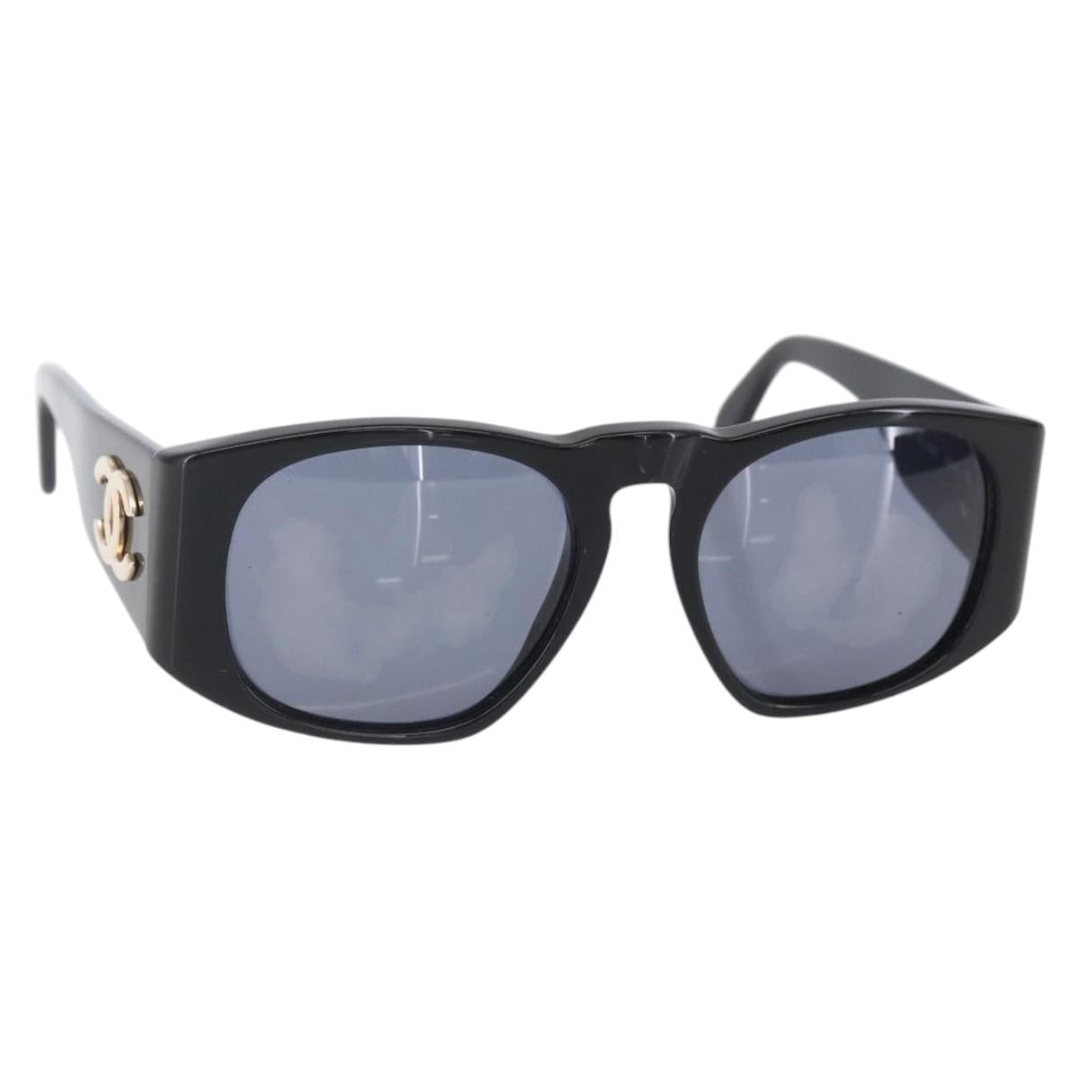 CHANEL Sunglasses Plastic Black CC Auth yk19628