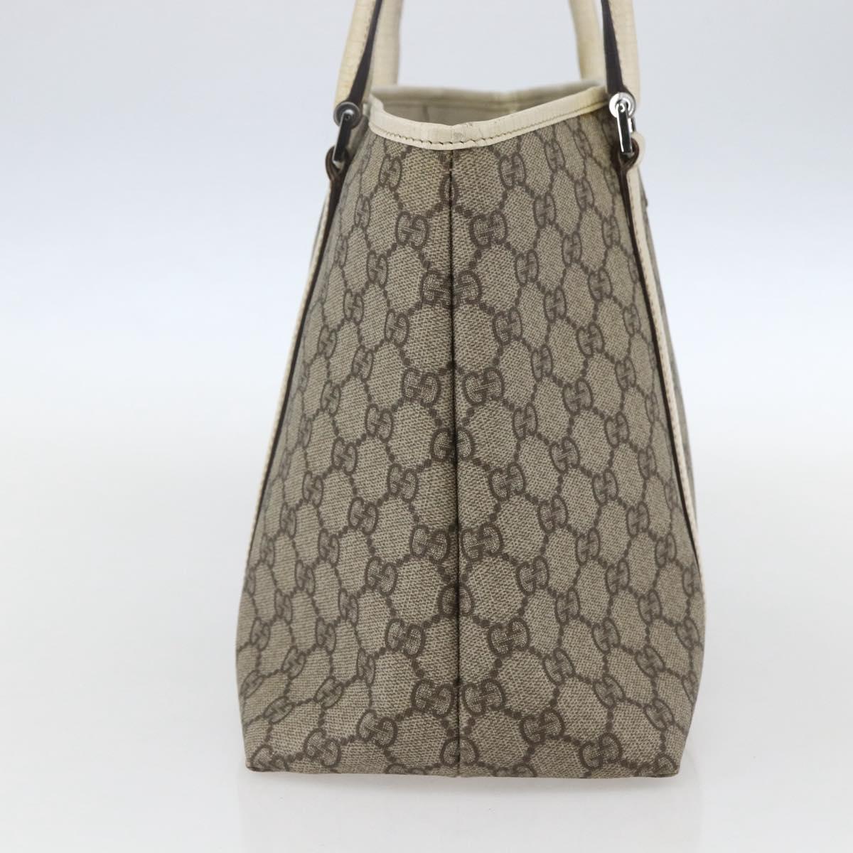 GUCCI GG Supreme Tote Bag PVC Beige Silver 114595 Auth yk19636