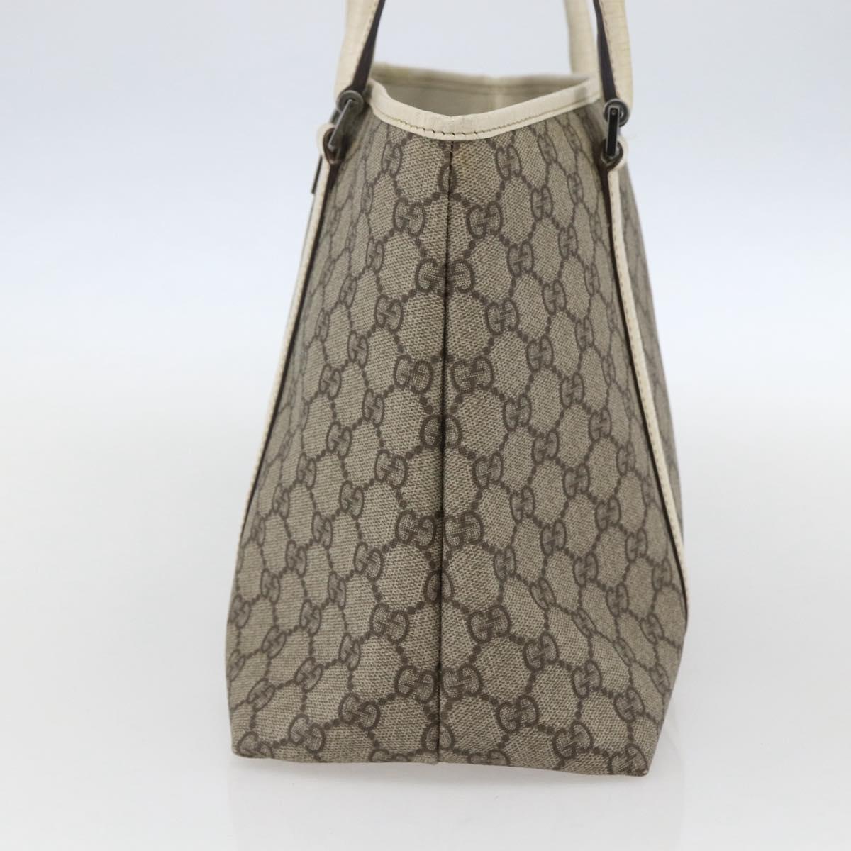 GUCCI GG Supreme Tote Bag PVC Beige Silver 114595 Auth yk19636