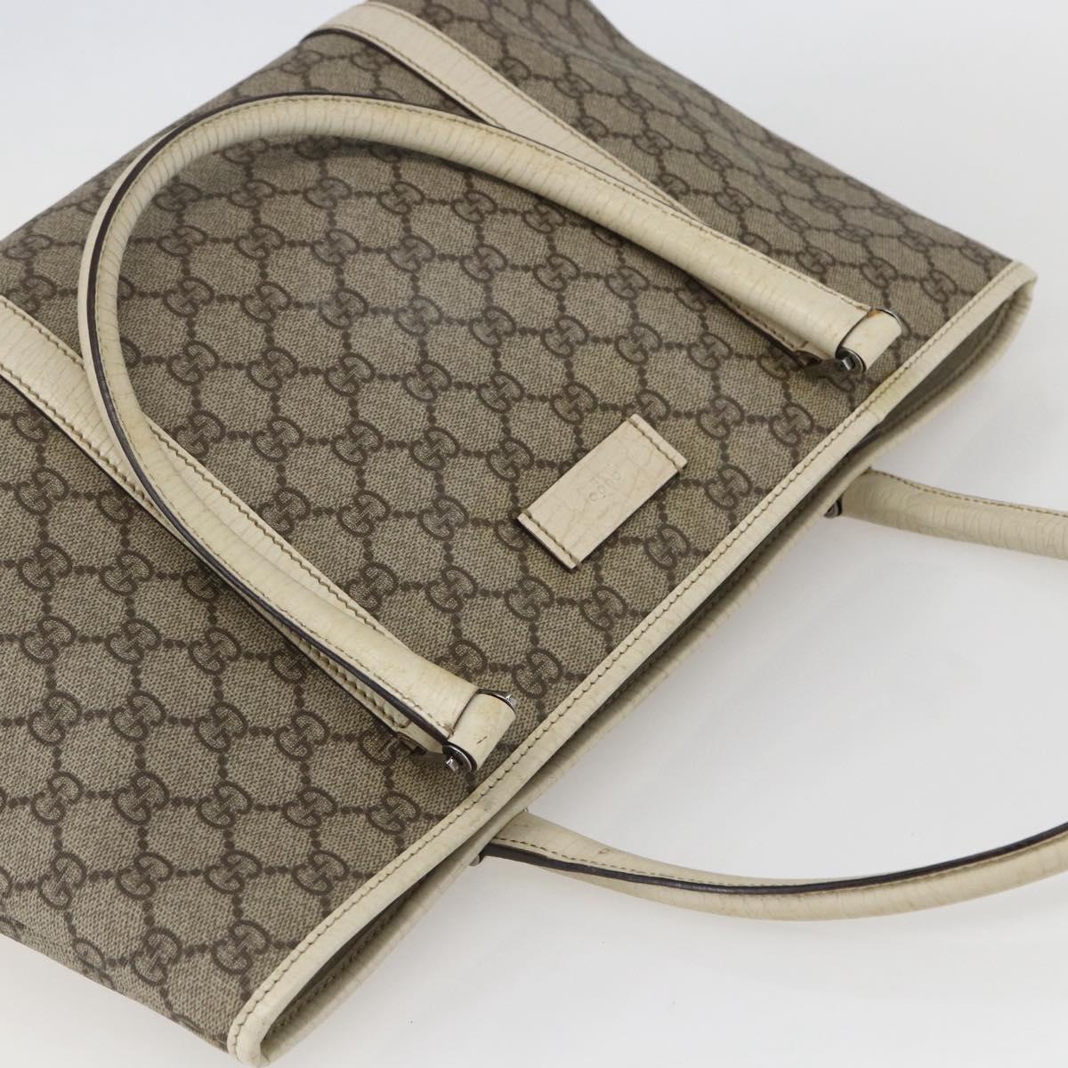 GUCCI GG Supreme Tote Bag PVC Beige Silver 114595 Auth yk19636