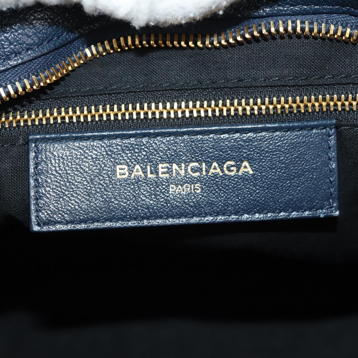 BALENCIAGA Metallic Edge City Hand Bag Leather Navy Gold 432831 Auth yk19642M