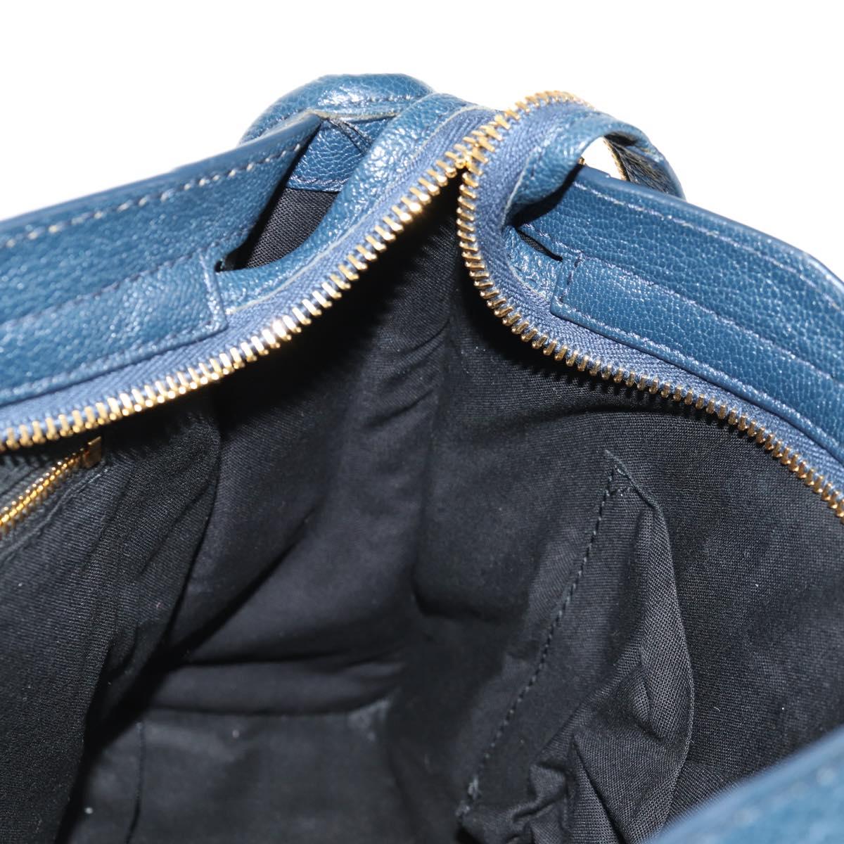 BALENCIAGA Metallic Edge City Hand Bag Leather Navy Gold 432831 Auth yk19642M