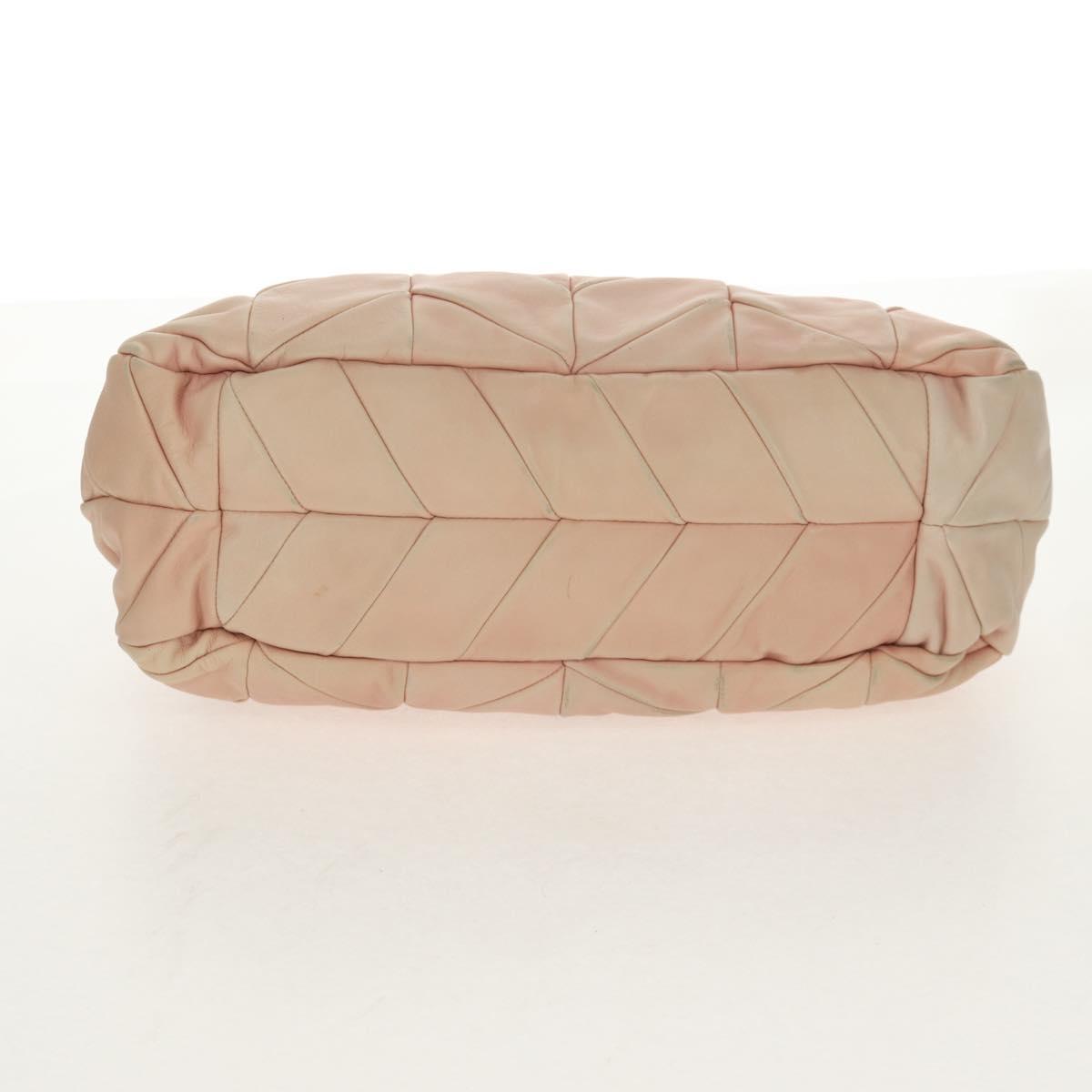 Miu Miu Chain Hand Bag Leather plastic 2way Pink Gold Auth yk19659