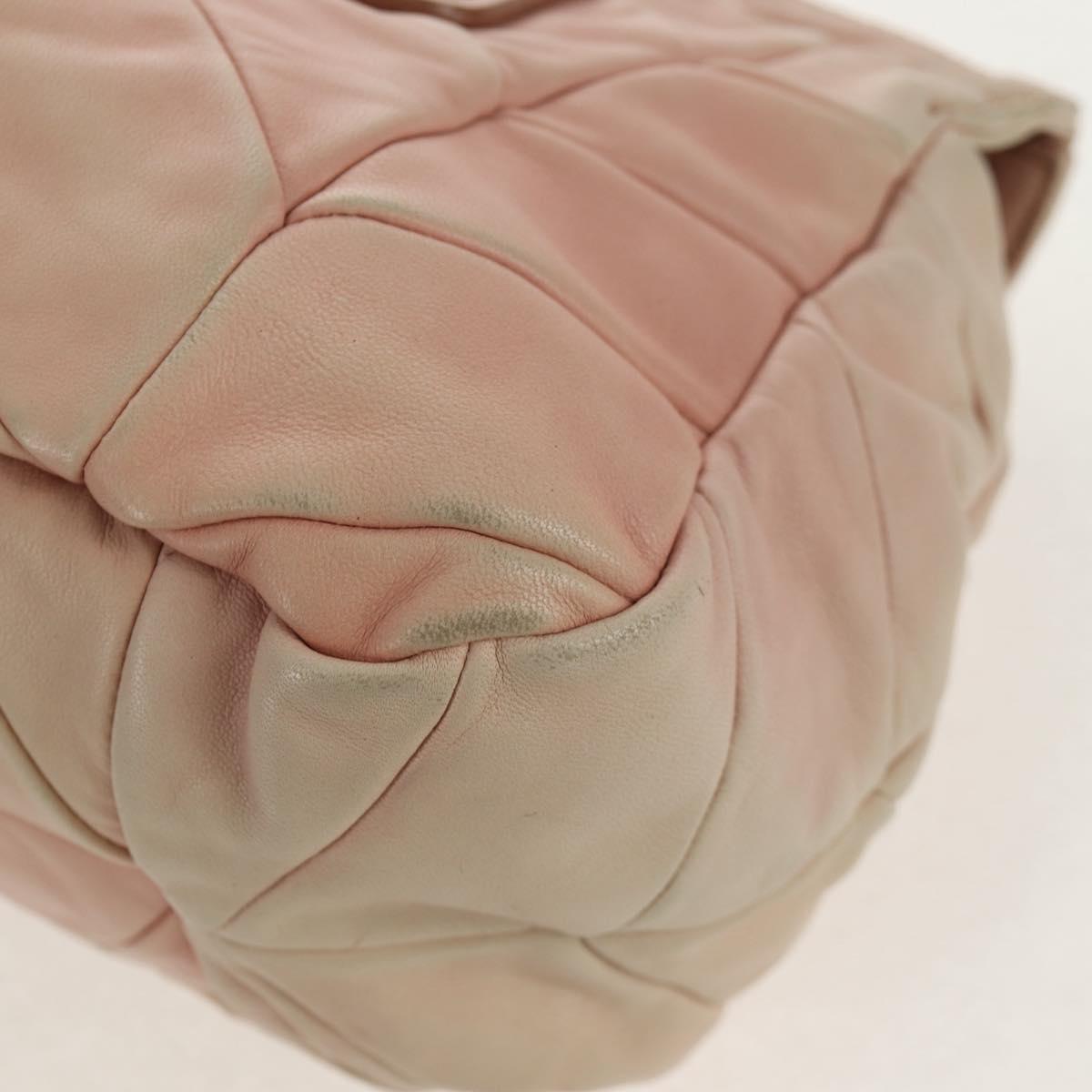 Miu Miu Chain Hand Bag Leather plastic 2way Pink Gold Auth yk19659