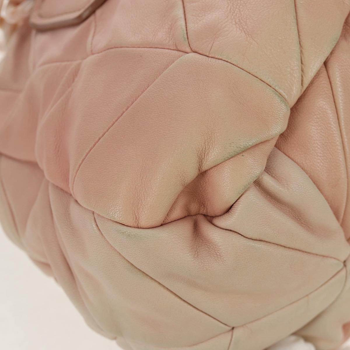 Miu Miu Chain Hand Bag Leather plastic 2way Pink Gold Auth yk19659