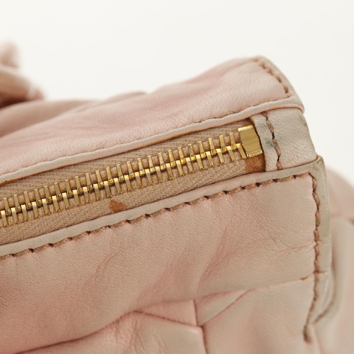 Miu Miu Chain Hand Bag Leather plastic 2way Pink Gold Auth yk19659