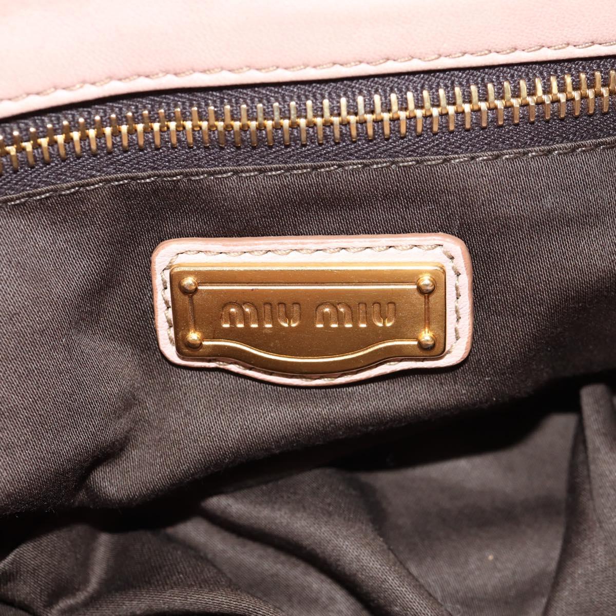Miu Miu Chain Hand Bag Leather plastic 2way Pink Gold Auth yk19659