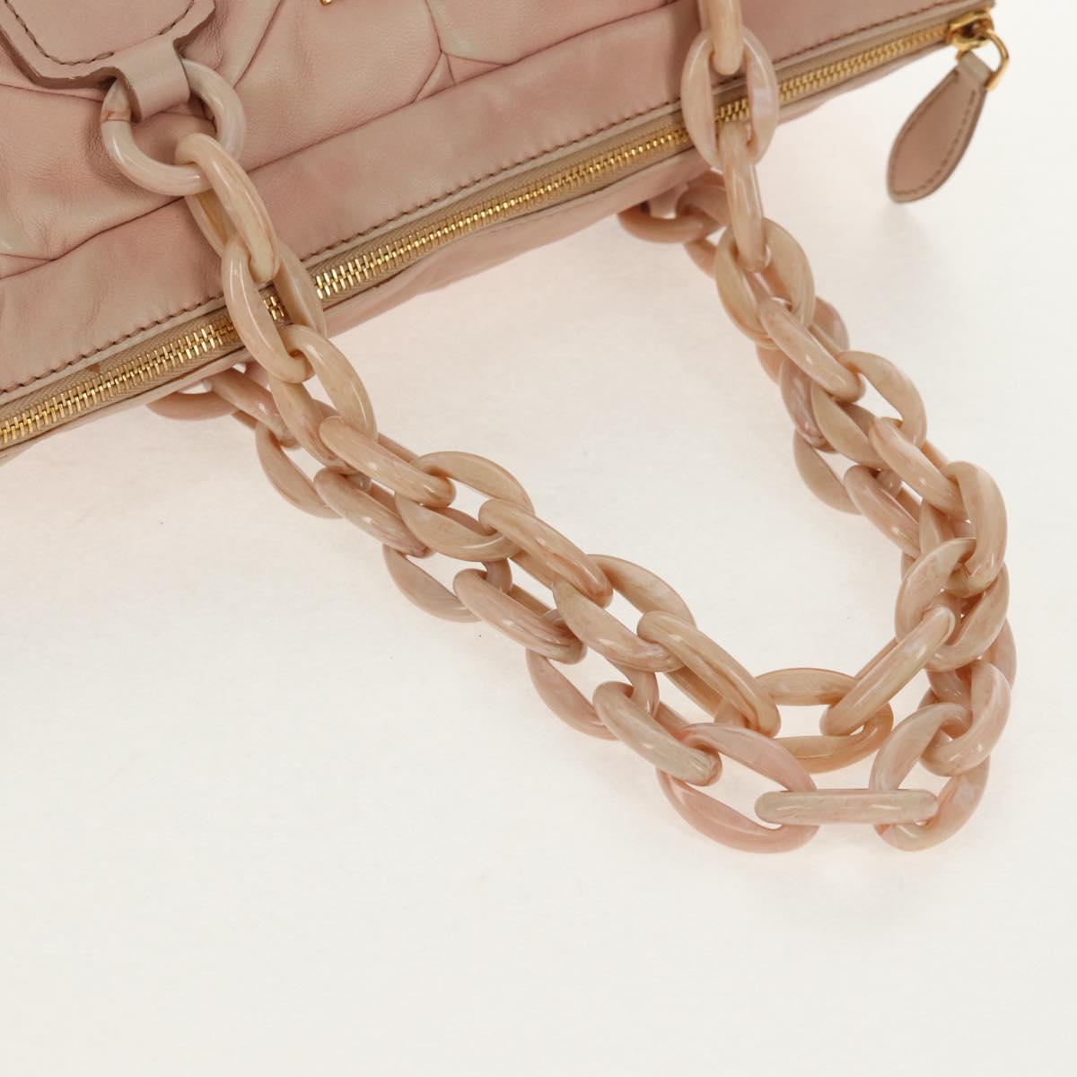 Miu Miu Chain Hand Bag Leather plastic 2way Pink Gold Auth yk19659