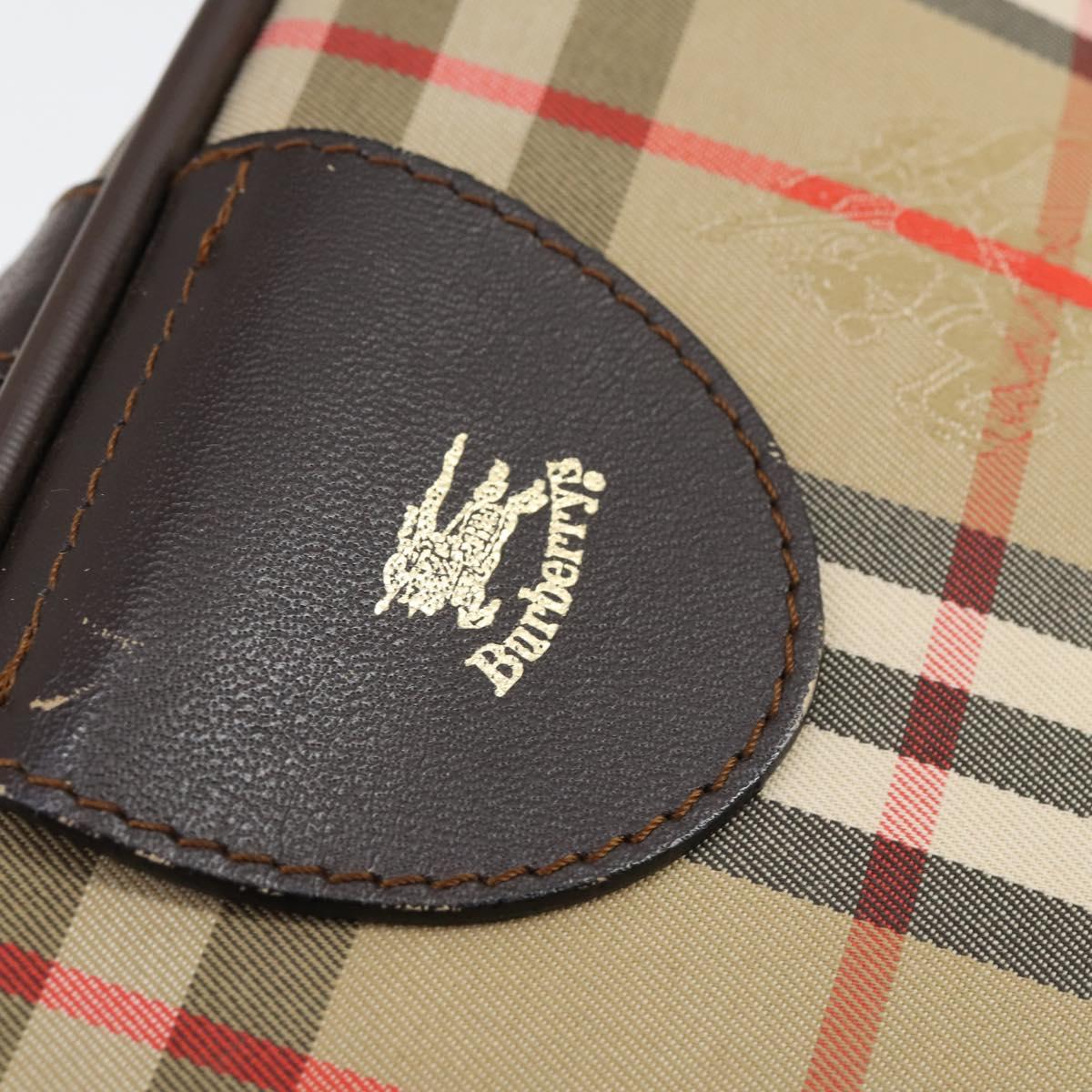 Burberrys Nova Check Boston Bag Canvas Beige Gold Auth yk19664