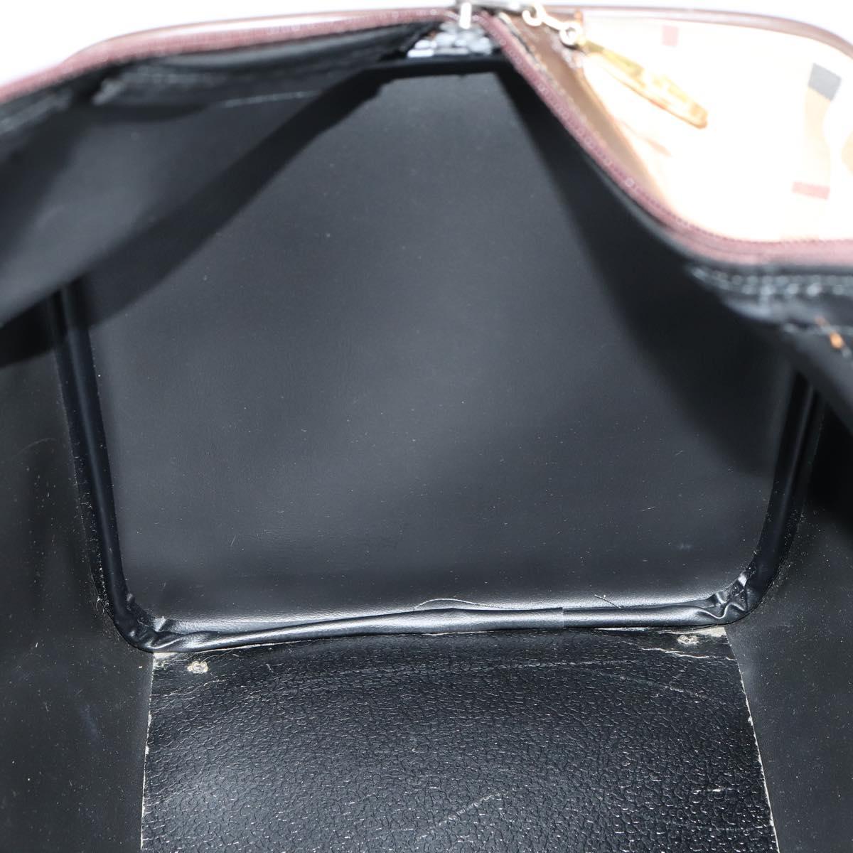 Burberrys Nova Check Boston Bag Canvas Beige Gold Auth yk19664