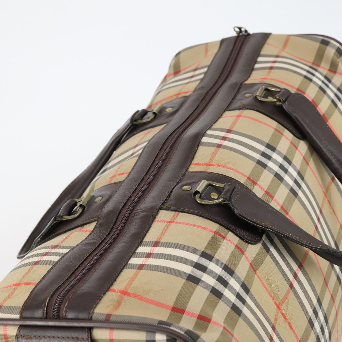 Burberrys Nova Check Boston Bag Canvas Beige Gold Auth yk19664