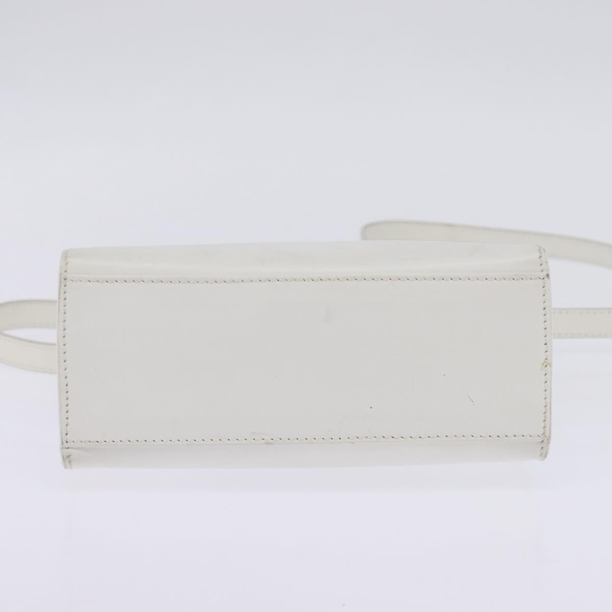 CELINE Hand Bag Leather 2way White Silver Auth yk19665