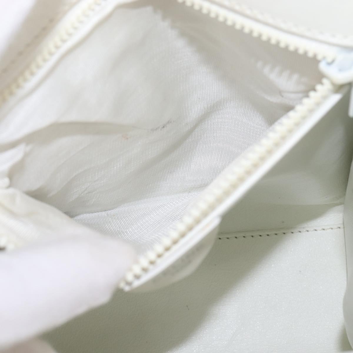 CELINE Hand Bag Leather 2way White Silver Auth yk19665