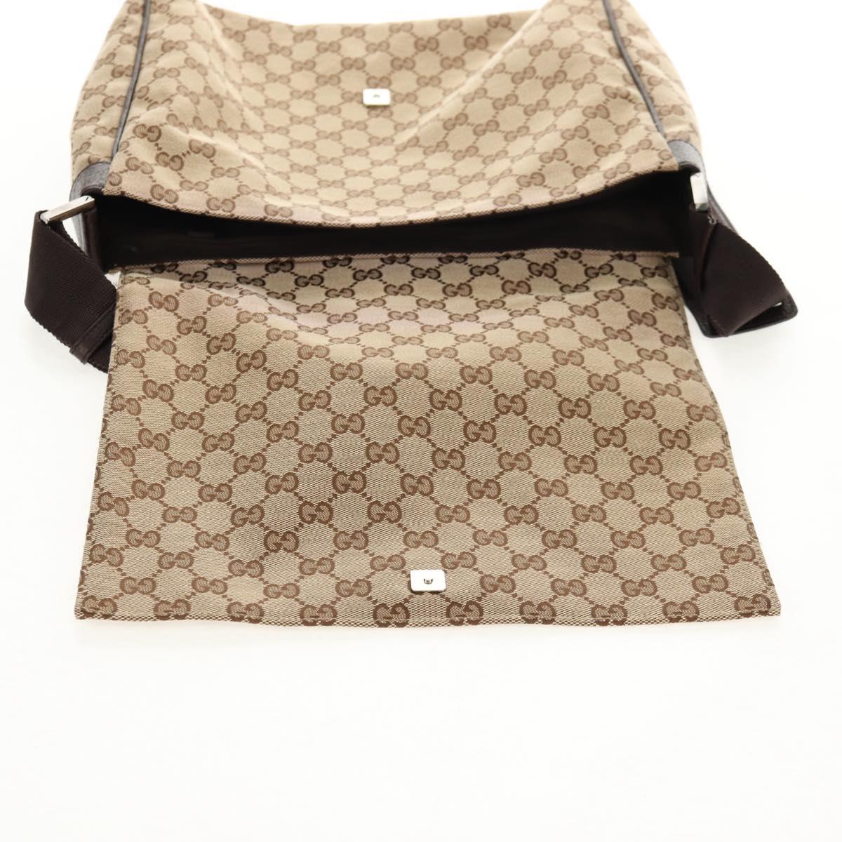 GUCCI GG Canvas Shoulder Bag Beige Silver 146236 Auth yk19669V