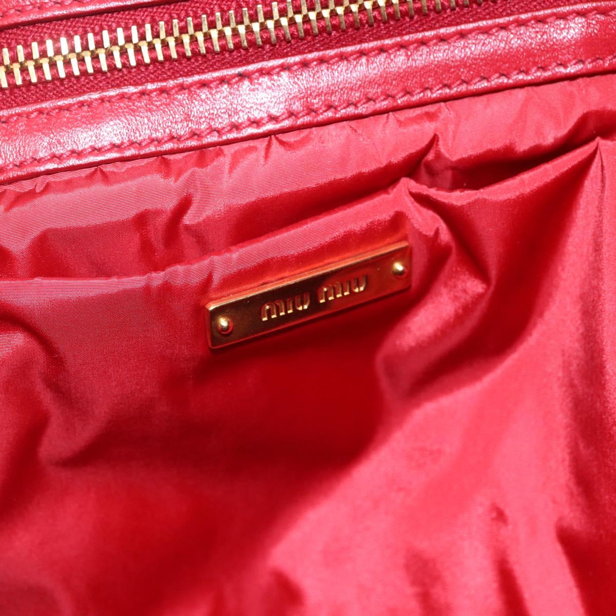 Miu Miu Matelasse Hand Bag Canvas 2way Red Gold Auth yk19675