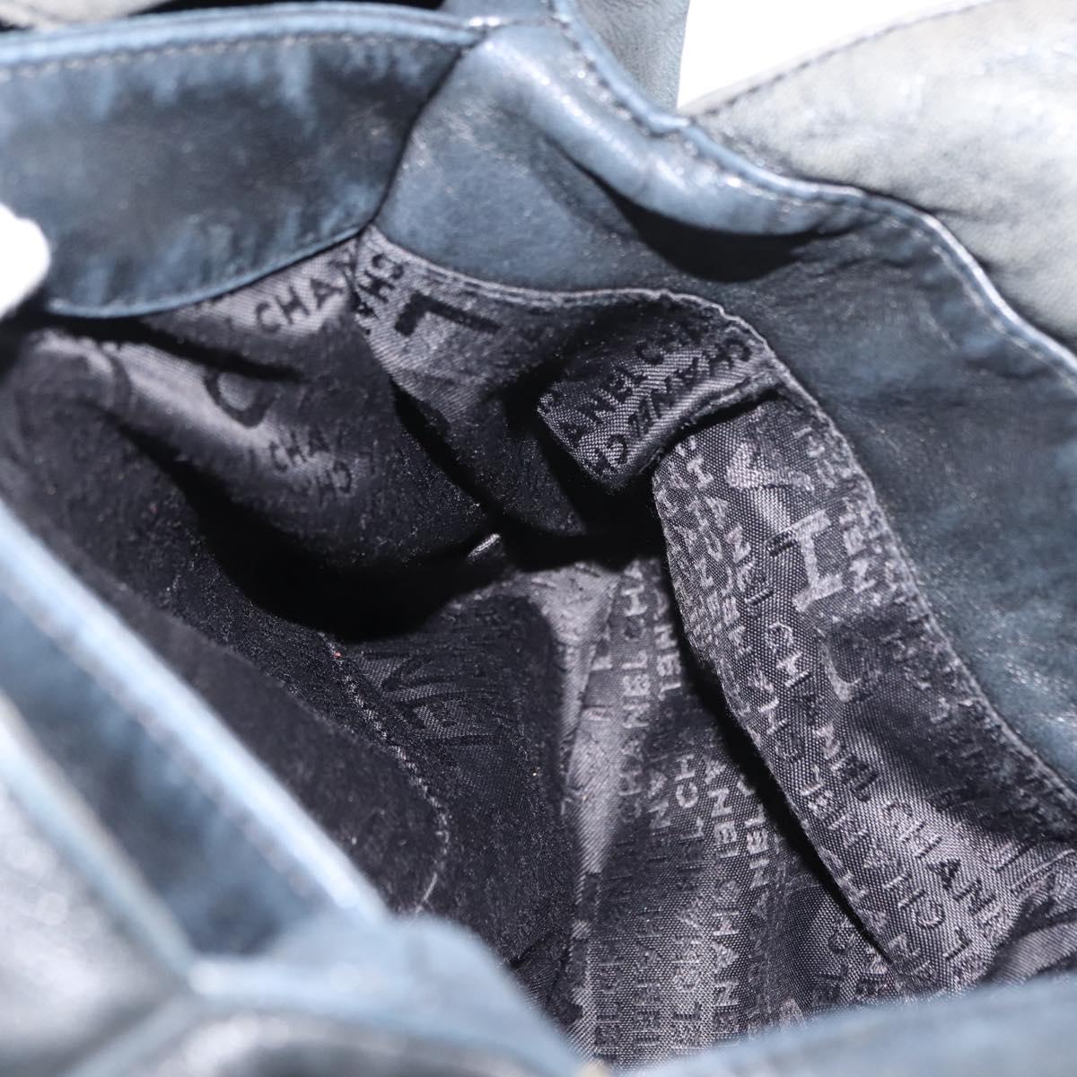 CHANEL Hobo Shoulder Bag Lamb Skin Black Silver CC Auth yk19676