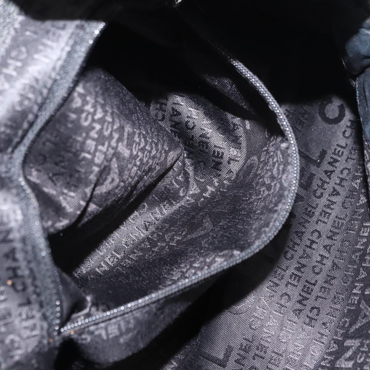 CHANEL Hobo Shoulder Bag Lamb Skin Black Silver CC Auth yk19676