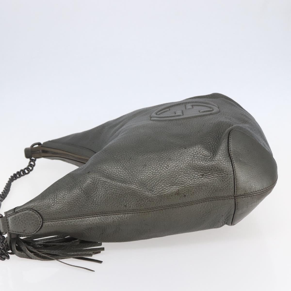 GUCCI Soho Chain Shoulder Bag Leather Silver tone 326706 Auth yk19690