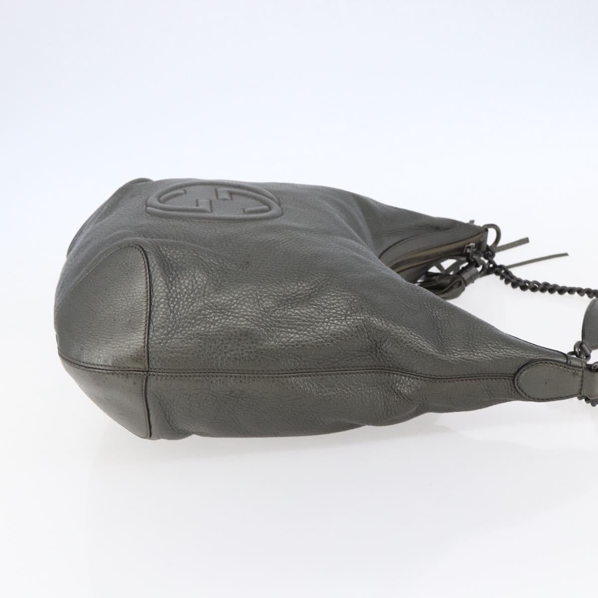 GUCCI Soho Chain Shoulder Bag Leather Silver tone 326706 Auth yk19690