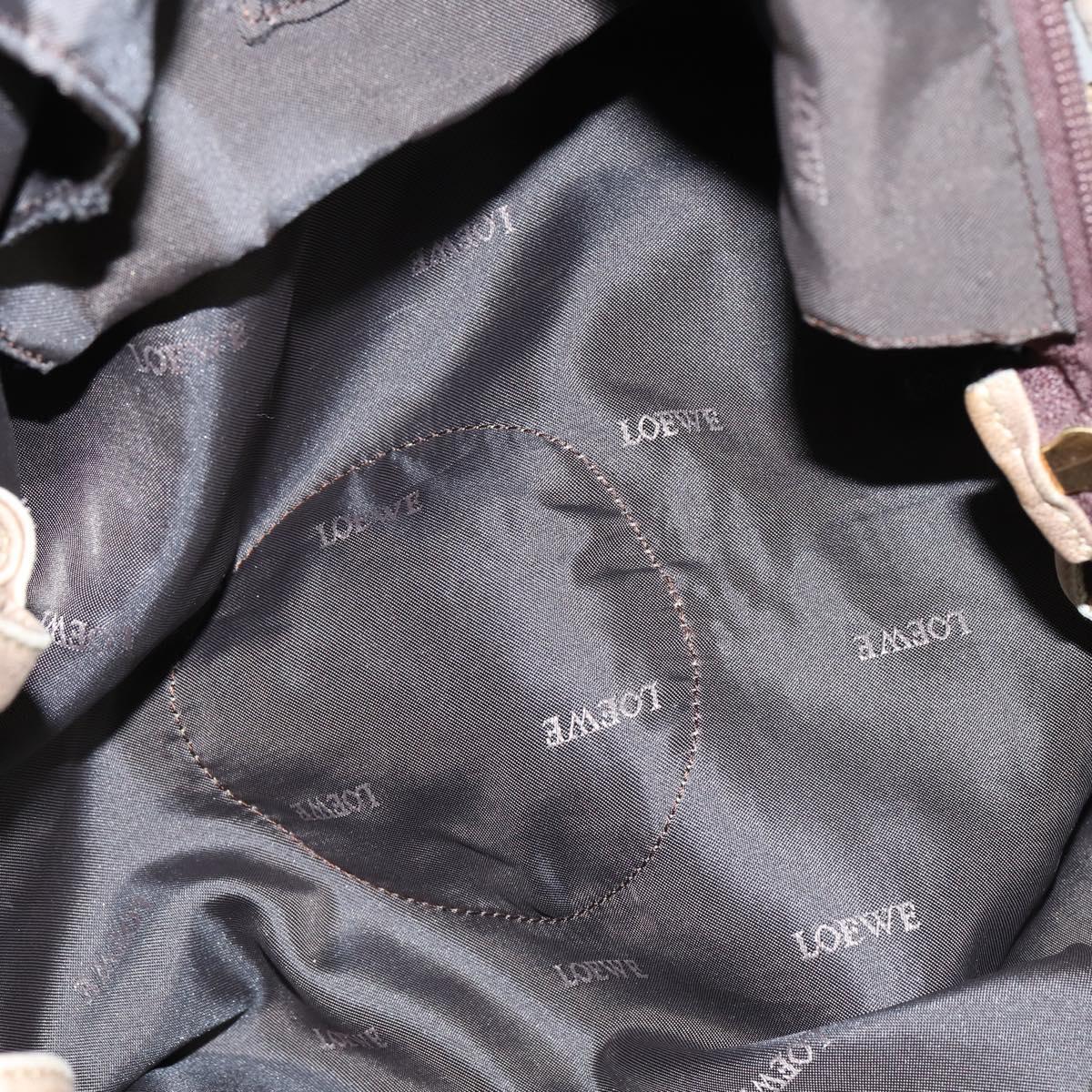 LOEWE Anagram Nappa Aire Hand Bag Leather Gold Tone Auth yk19696