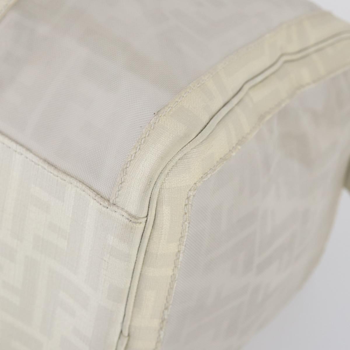 FENDI Zucca Mesh Boston Bag PVC White Silver Auth yk19697