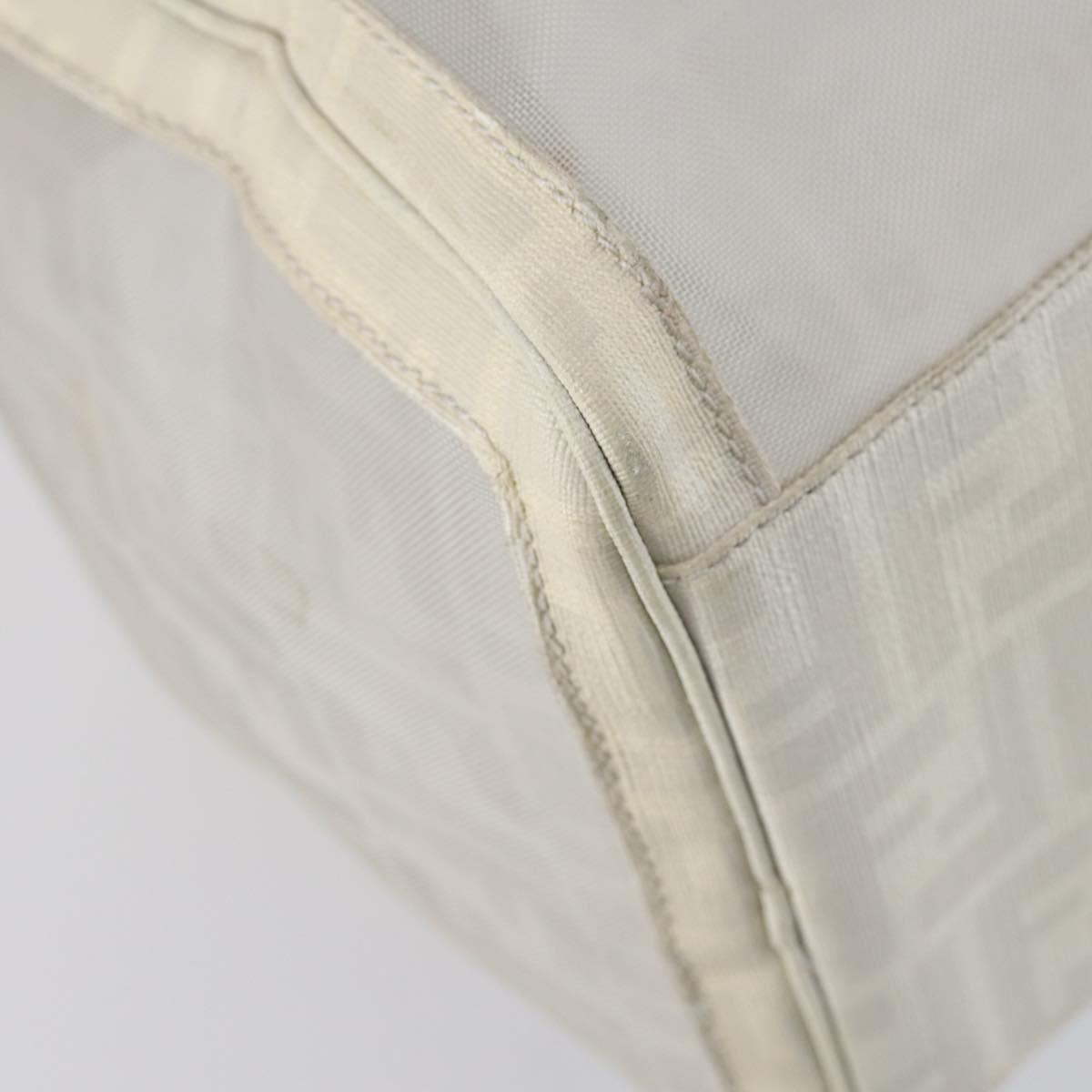 FENDI Zucca Mesh Boston Bag PVC White Silver Auth yk19697