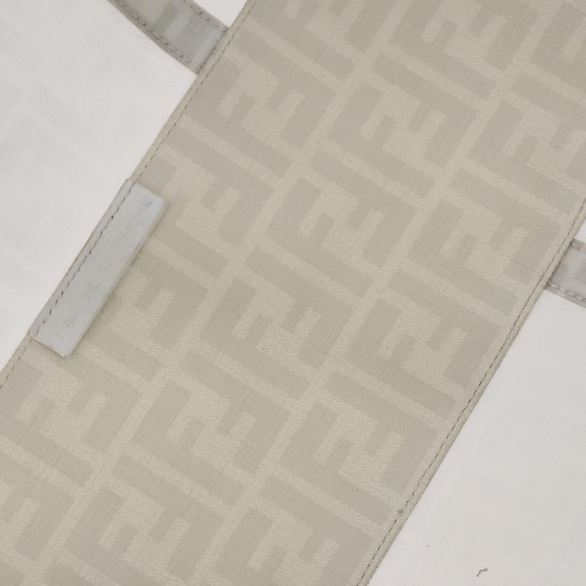 FENDI Zucca Mesh Boston Bag PVC White Silver Auth yk19697