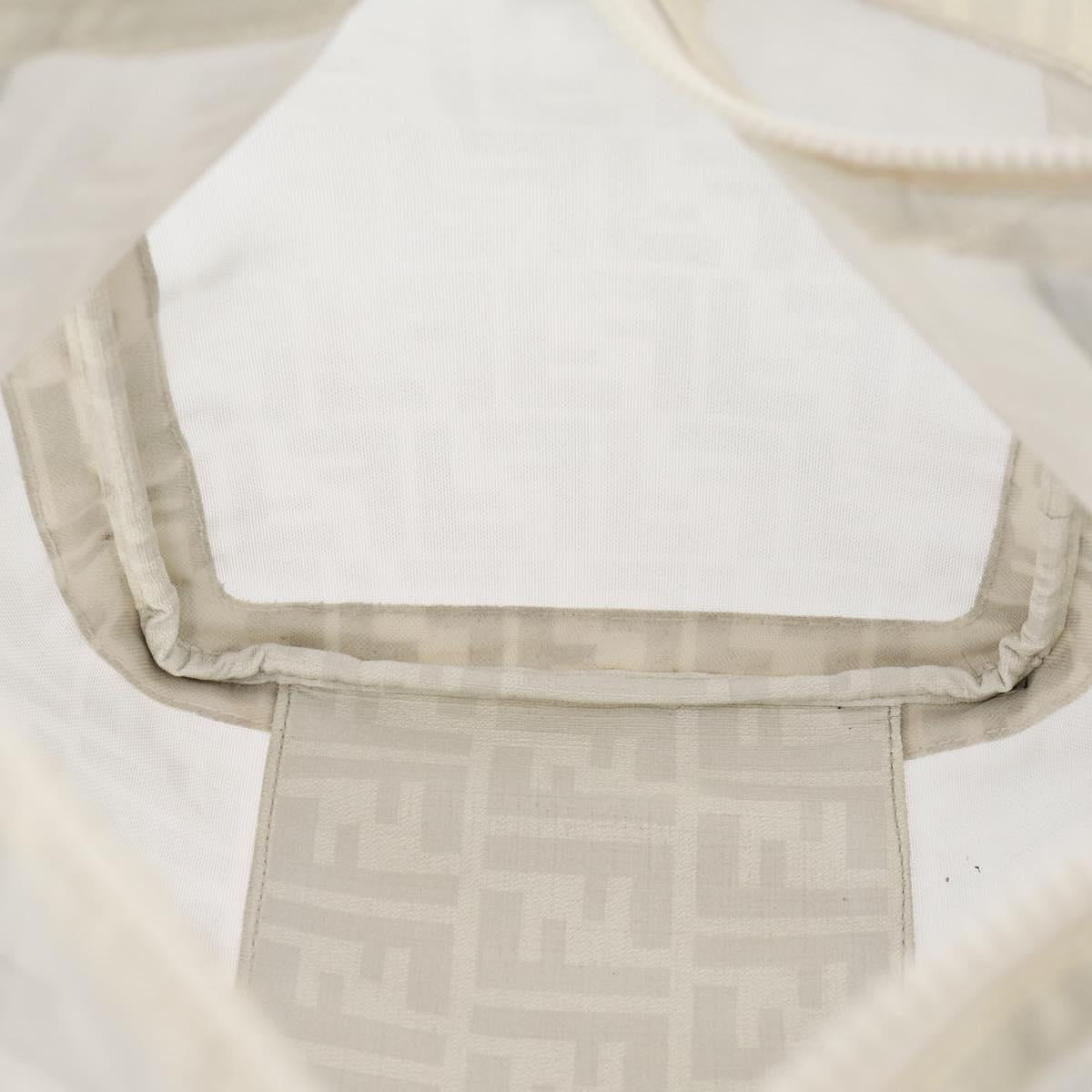 FENDI Zucca Mesh Boston Bag PVC White Silver Auth yk19697