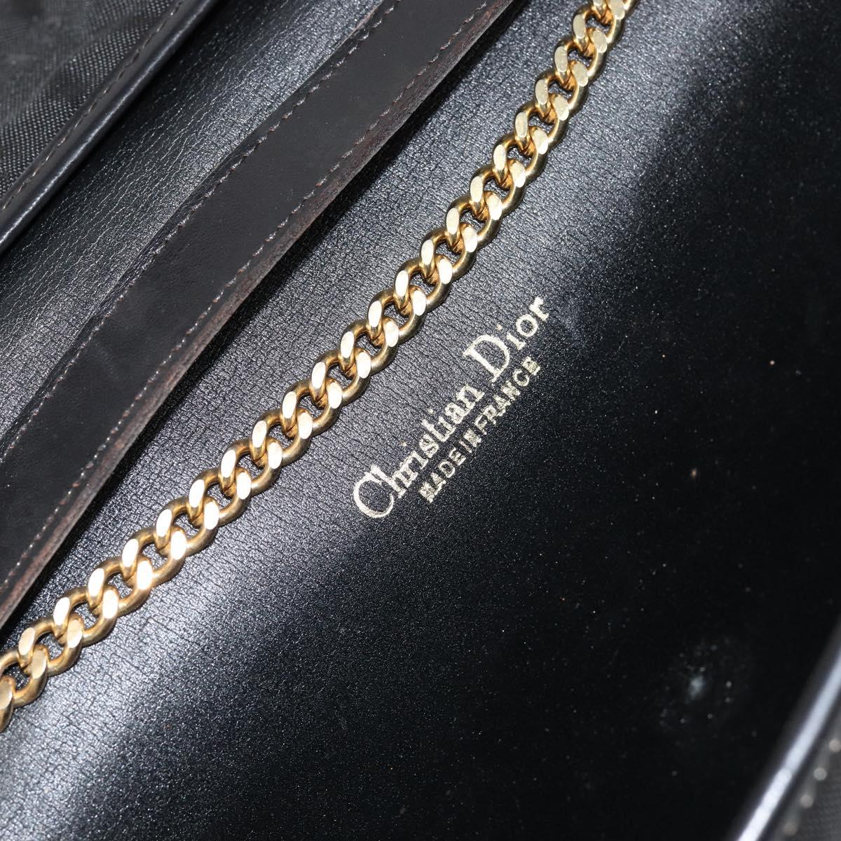 Christian Dior Chain Shoulder Bag Nylon Black Gold Auth yk19698