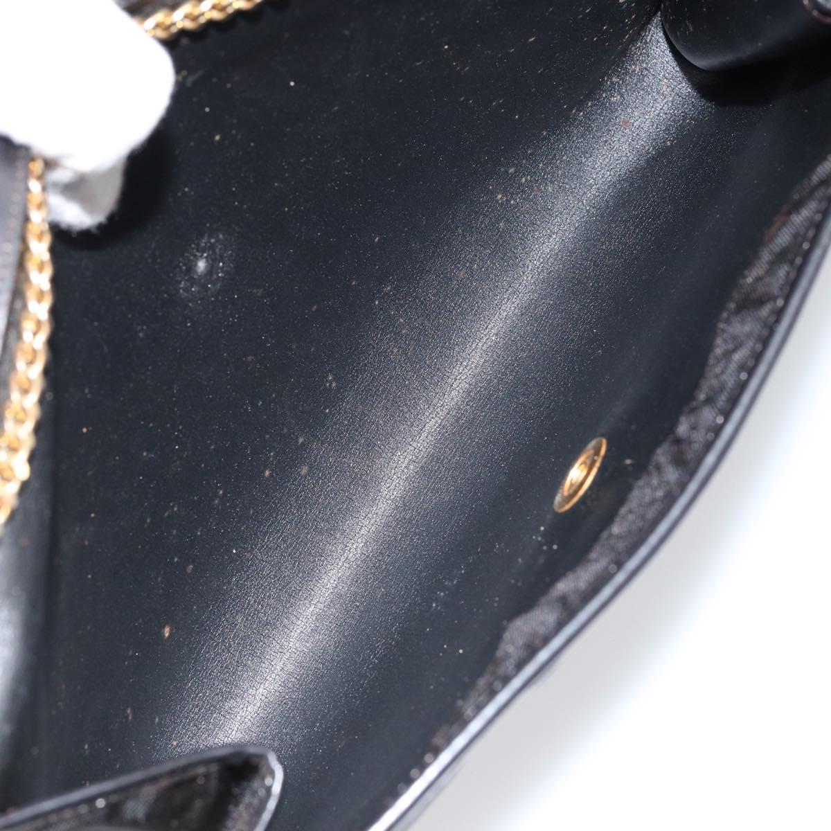 Christian Dior Chain Shoulder Bag Nylon Black Gold Auth yk19698