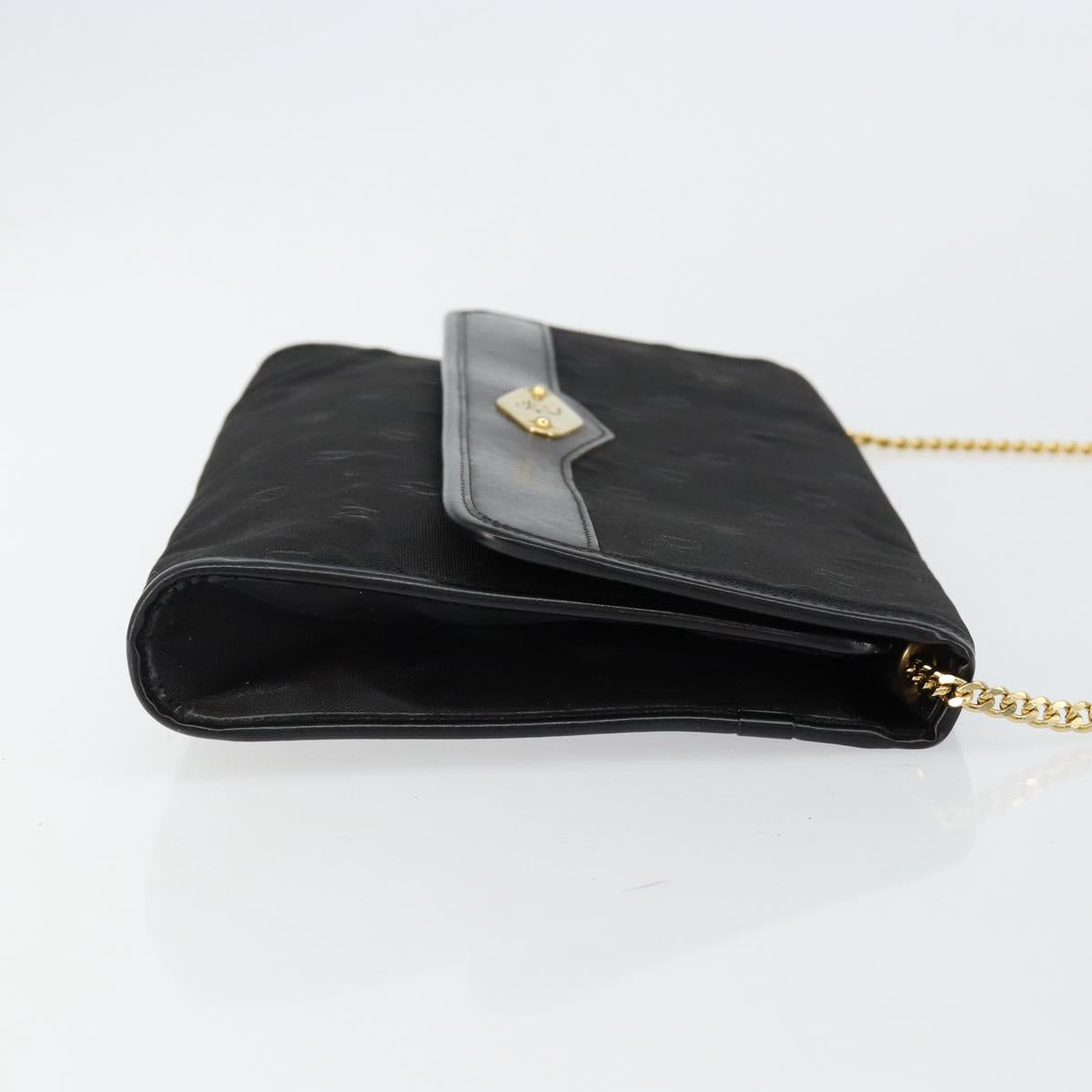 Christian Dior Chain Shoulder Bag Nylon Black Gold Auth yk19698