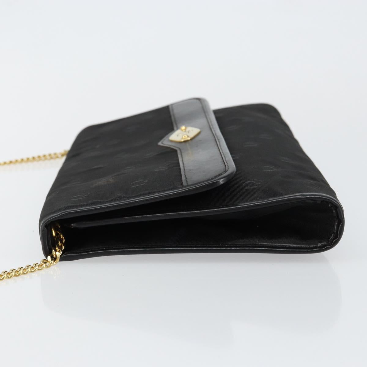 Christian Dior Chain Shoulder Bag Nylon Black Gold Auth yk19698