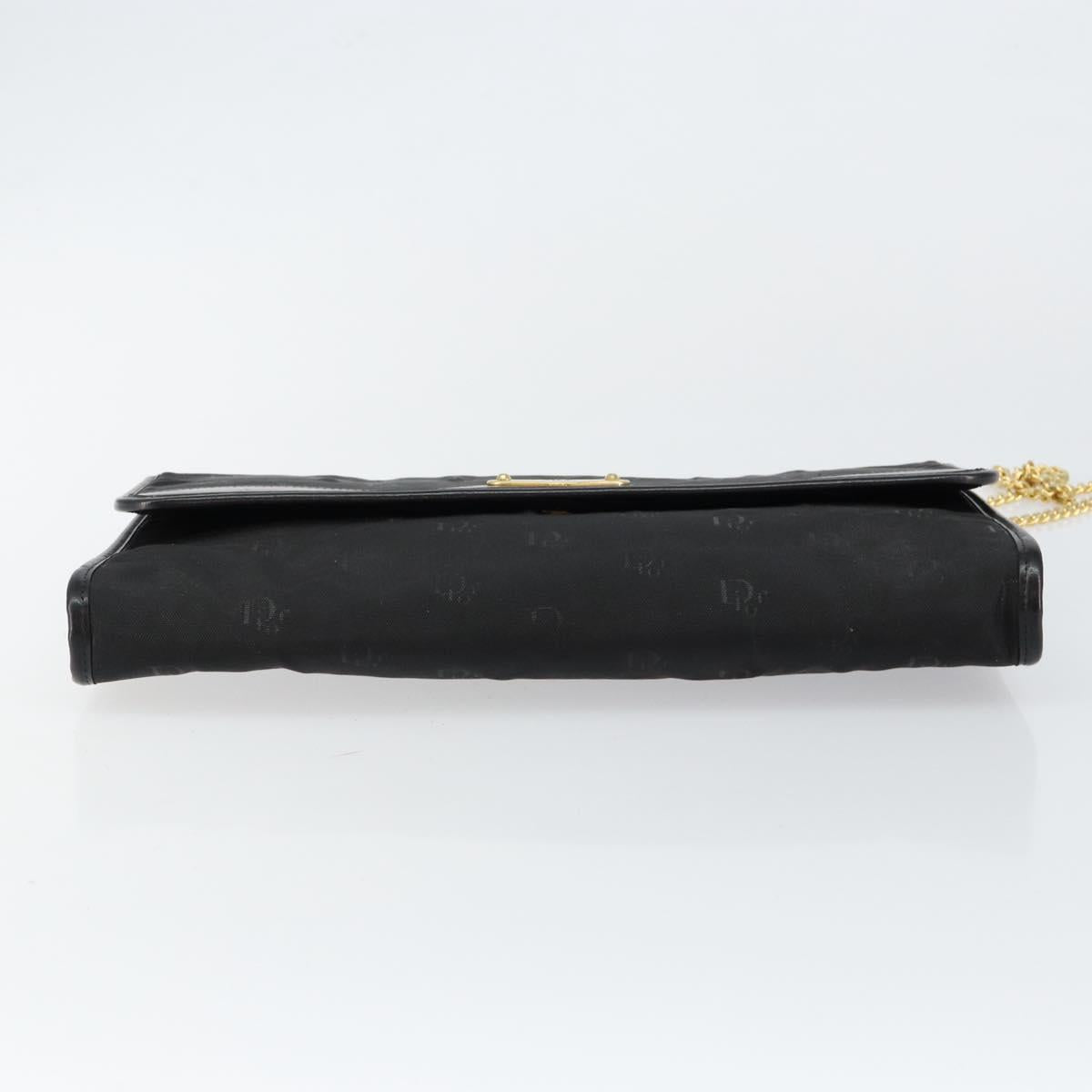 Christian Dior Chain Shoulder Bag Nylon Black Gold Auth yk19698