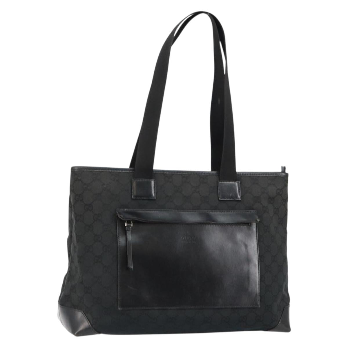 GUCCI GG Canvas Tote Bag Black Silver 34339 Auth yk19701