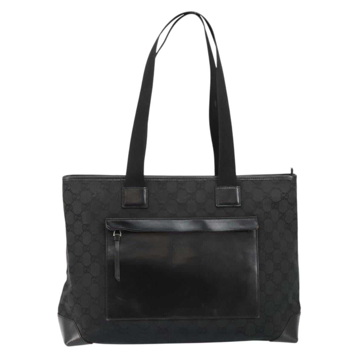 GUCCI GG Canvas Tote Bag Black Silver 34339 Auth yk19701