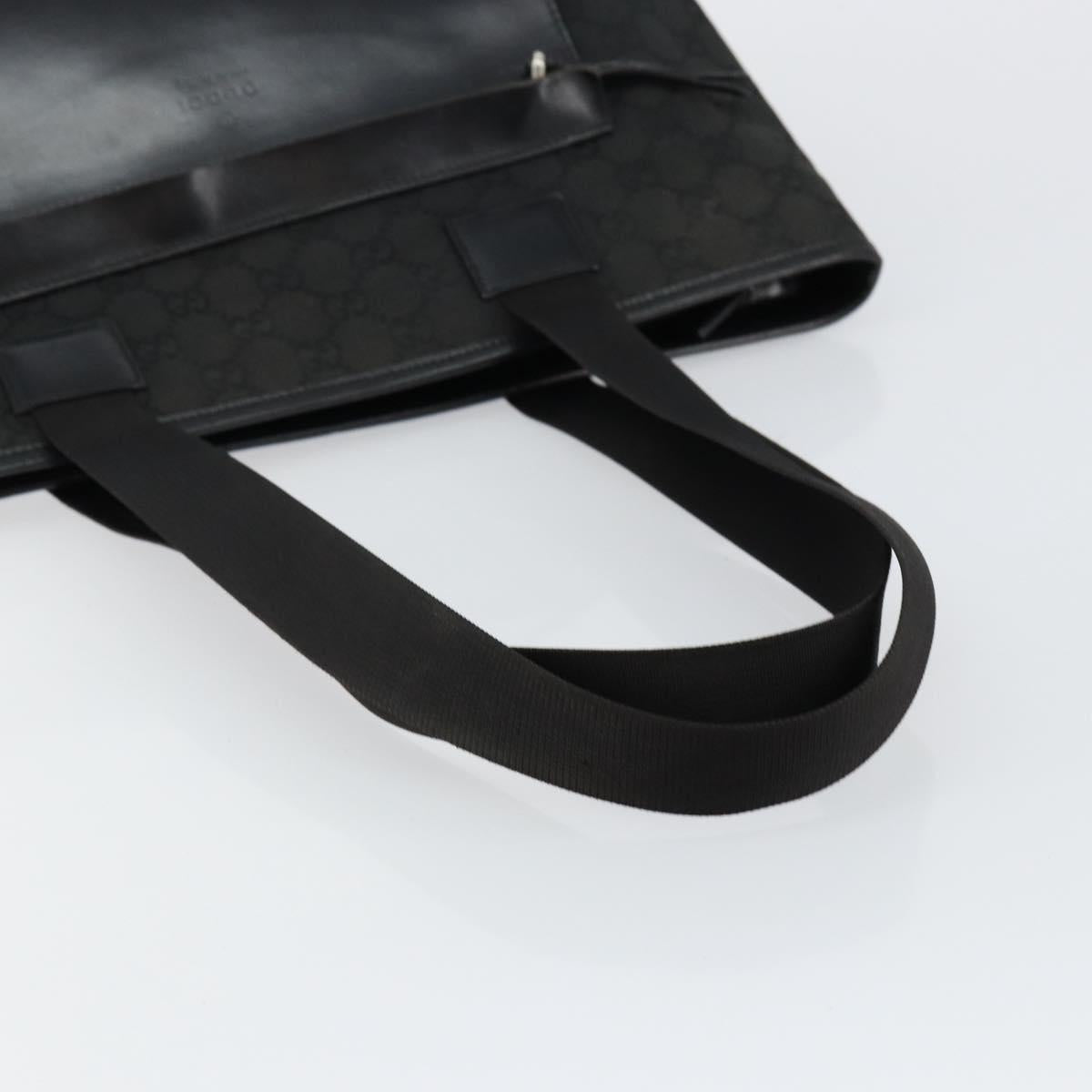 GUCCI GG Canvas Tote Bag Black Silver 34339 Auth yk19701