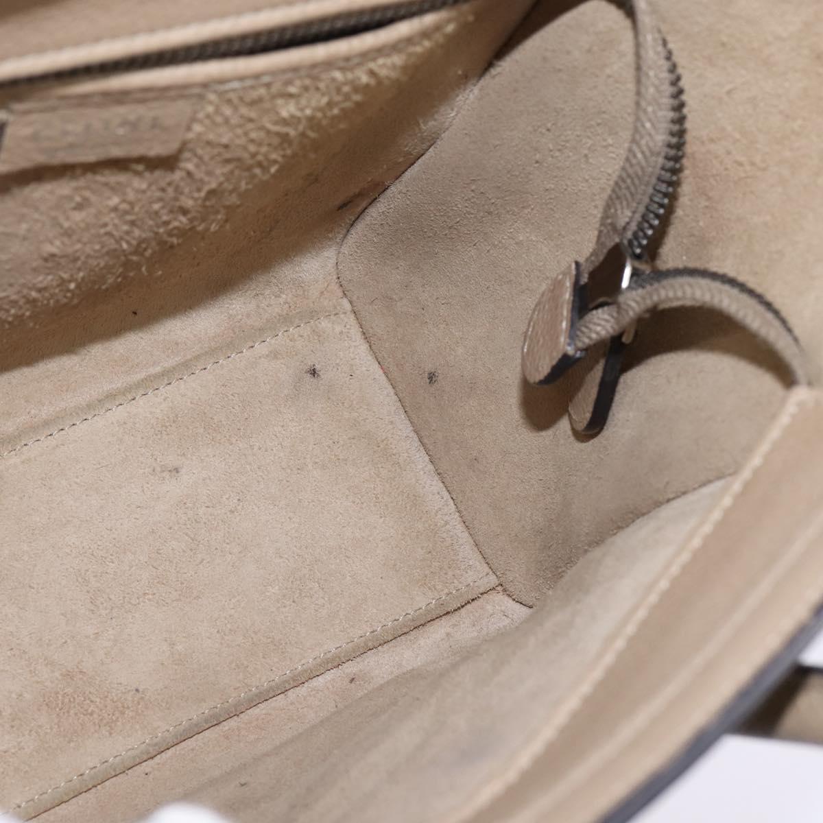 CELINE Luggage nano Hand Bag Leather 2way Beige Silver Auth yk19706