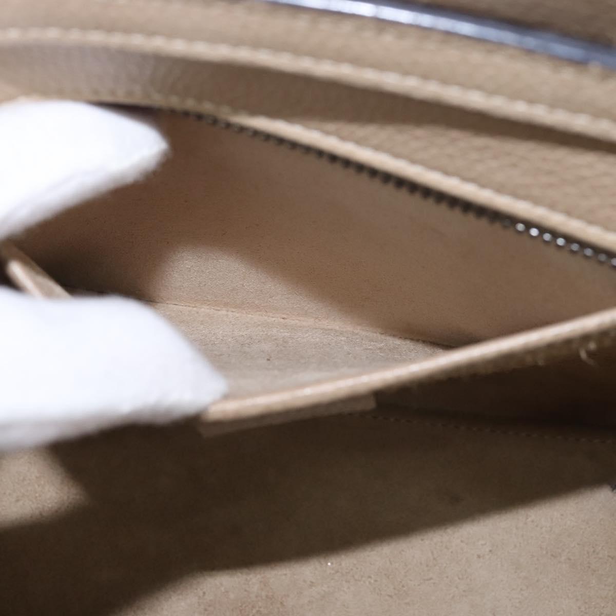 CELINE Luggage nano Hand Bag Leather 2way Beige Silver Auth yk19706